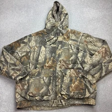 RealTree Jacket Adult Extra Large Brown Canvas Work Wear Hunting Hood Camo Mens