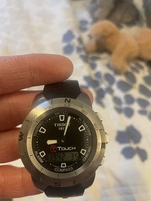 Tissot T-Touch Analog Digital Men s Watch Compass Altimeter Black Rubber Band