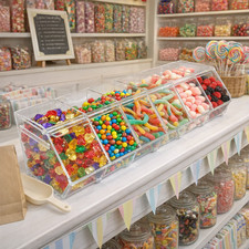 6 Section Acrylic Pick & Mix Sweet Dispenser Clear Candy Display Unit