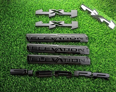 6Pcs Overlay Emblems Badge for 19-24 Sierra 1500 Elevation 4X4 Glossy Black