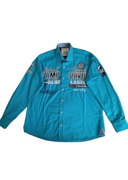 Men Camp David Shirt Blue Cotton 42 / XL / 50
