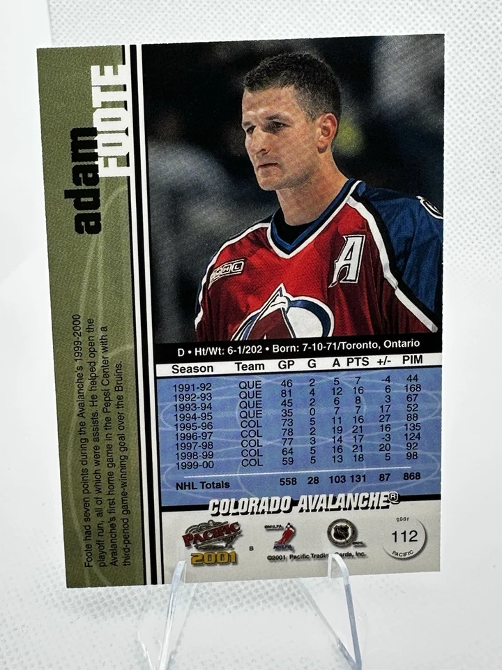2000-01 Pacific Copper /40 Adam Foote #112 - Image 3 of 3