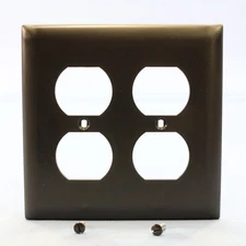 P&S Trademaster Black 2-G Outlet Cover UNBREAKABLE Receptacle Wallplate TP82-BK