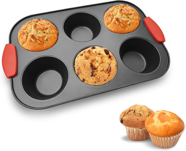 6Er Muffinform Silikongriff Antihaft Carbonstahl Backblech | Antihaft MuffinföRm-image