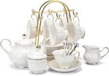 Tea Set 22-Piece Porcelain Ceramic Coffee Tea Gift Sets Cups Saucer Service for