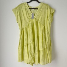 Anthropologie Maeve Dress Boho Cap Sleeve Tiered TunicYellow Women's Medium
