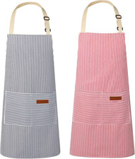 2 Pack Kitchen Aprons with Pockets, Cooking Chef Apron for Men Women