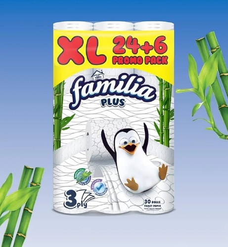 Familia Plus 3 ply Toilet roll 30 Pack Bamboo Toilet Paper Hypoallergenic & Soft - Picture 6 of 6