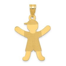 Niño pulido láser oro amarillo 14kt real con dije de sombrero