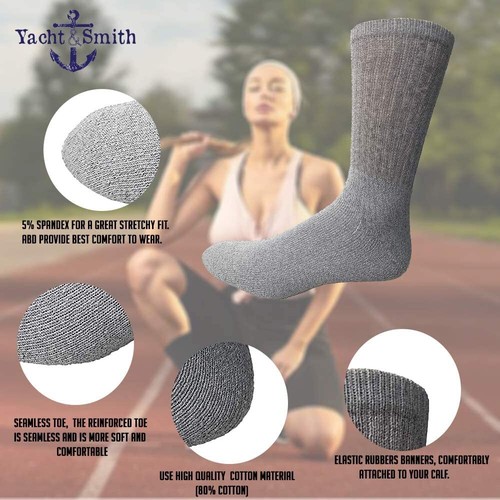 120 Units of Women's Premium Cotton Crew Socks Gray Size 9-11 - Crew Sock - Picture 6 of 7