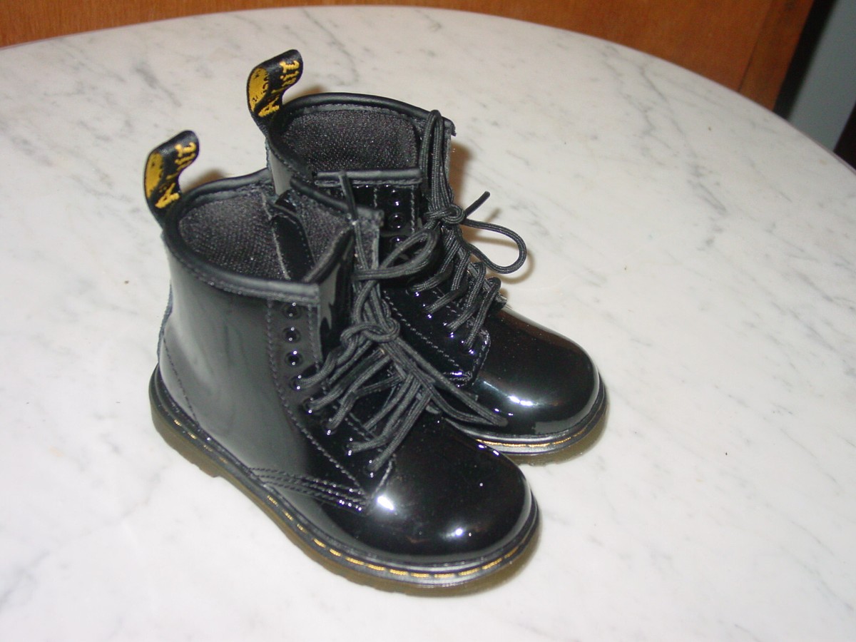 Doc Marten 1460 Patent Leather Black Toddler Lace Up Boots 