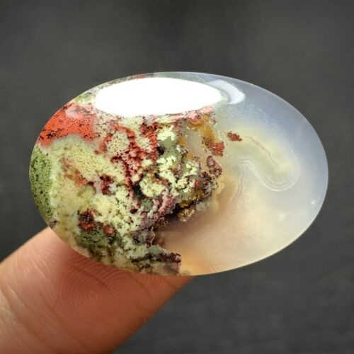 Scenic Moss Plume Agate Cabochon 30x20x5.7mm High Quality 28 ct - Picture 3 of 6