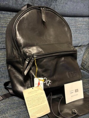 Yoshida PORTER Rucksack FRANK DAYPACK Leder Farbe Schwarz Modeware Unisex