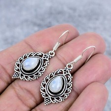 Rainbow Moonstone Gemstone 925 Sterling Silver Handmade Earring Jewelry 4.5"