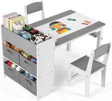 Gruppo Seggiolino Tavolo per Bambini con 2 Sedie Set Arredo Bambini Multifunzione Legno
