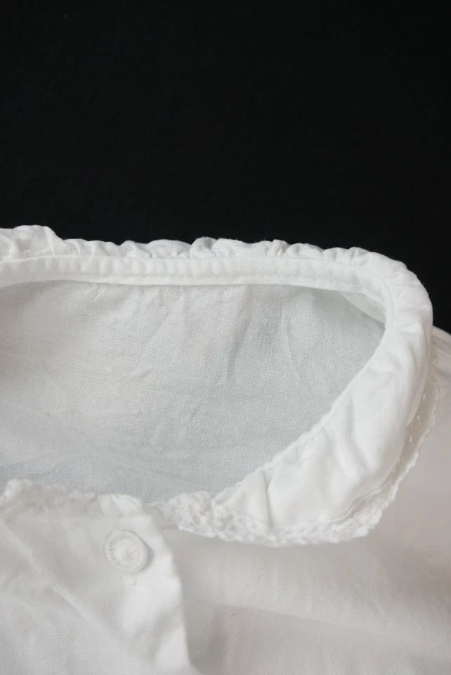 Gr.48 Dirndlbluse weiß Bluse für Dirndl Baumwolle mit Spitze B10539 - Bild 4 von 4