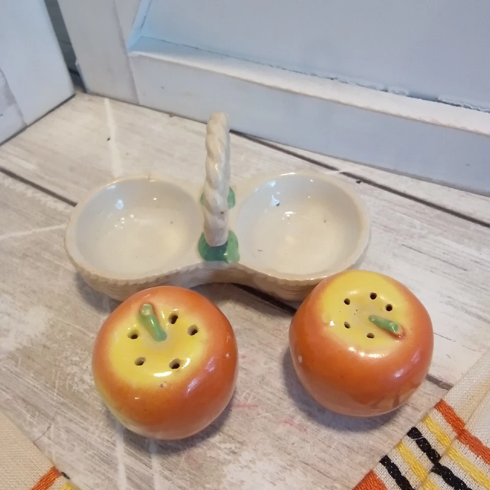 Juego De 4 Servilletas Retro Naranja/Amarillo/Negro MCM De Colección con Manzanas En Cestas Agitadores. Foto 3 de 4