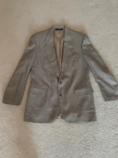 VINTAGE Tweed Jacket M Gray Glen Plaid 100 Wool Blazer John Alexander USA 42R