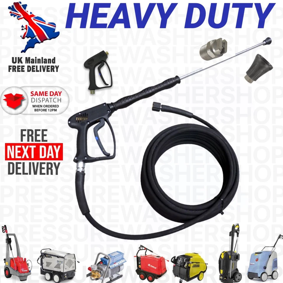 KARCHER NILFISK, INTERPUMP, EDGE, COMET, LAVOR, WESLEY, KRANZLE, 20M HEAVY DUTY COMMERCIAL PRESSURE WASHER JET WASH 250 BAR HOSE GUN LANCE NOZZLE