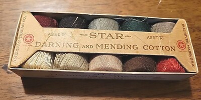 Vtg/Old STAR Darning and Mending Cotton Thread in Box Complete And In Great Cond