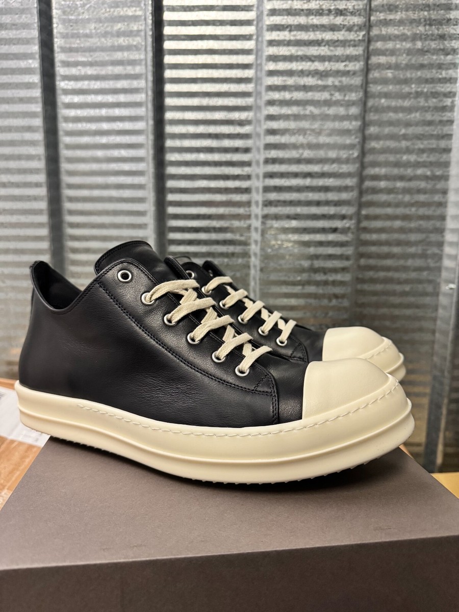 RICK OWENS FW24 PORTERVILLE LOW SNEAKS IN BLACK/MILK/MILK SIZE 44 