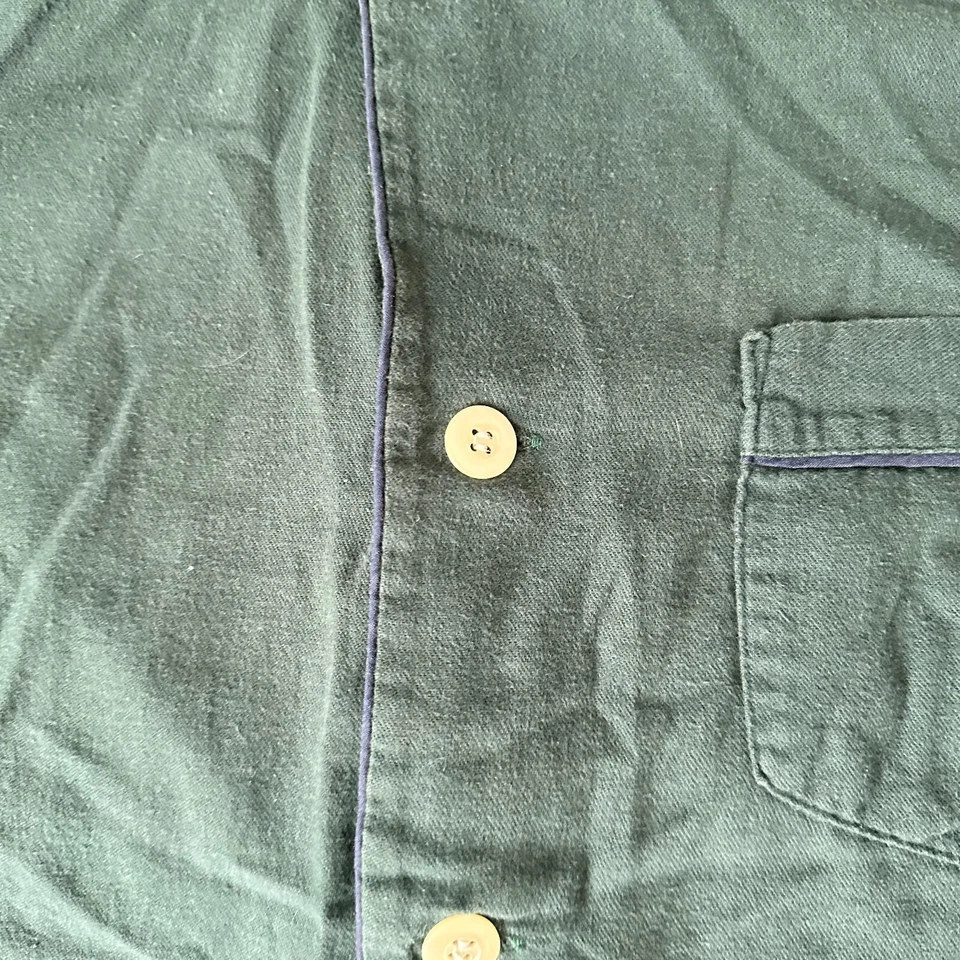 Vintage Lands End Shirt Adult Large Green Mens Cotton Pajama Made in USA 90s - Image 4 of 4