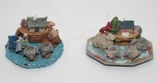 2 Miniature Noah's Ark Tea Sets