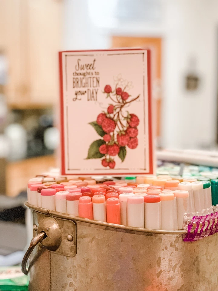 Kit de tarjetas de estampación frambuesas rosa copias Foto 2 de 2