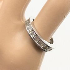 Vintage ATI 925 Sterling Silver CZ Ladies Eternity Band Ring Size 7