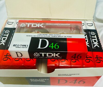 TDK D46 Vintage Blank Recordable Audio Cassette Tapes- Box of Ten