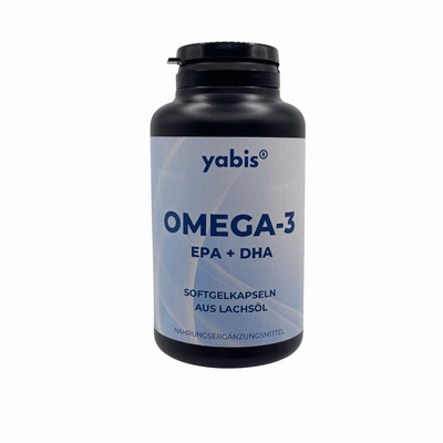 yabis   Omega 3 mit EPA+DHA 120 Softgelkapseln aus Lachsöl, hochreines Fischöl