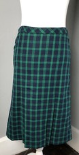 Florence Eiseman Saks Fifth Ave Girl 14 Green Blue Pleated Plaid Wool Long Skirt