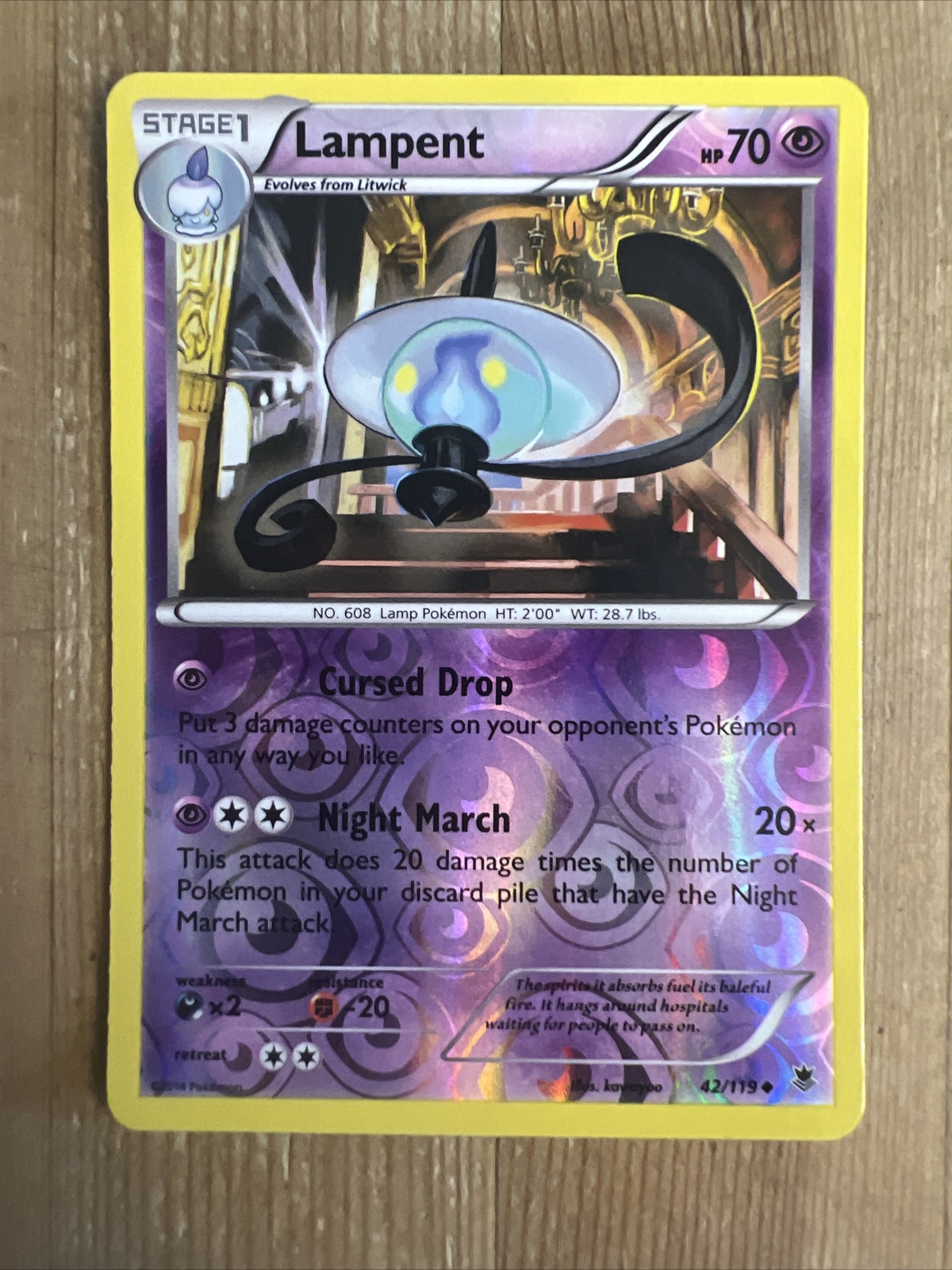 Pokémon TCG Lampent Phantom Forces 42/119 Reverse Holo Uncommon LP