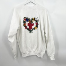 Vintage 89 Hanes Christmas Pullover Holiday Sweatshirt Xmas Characters White XL