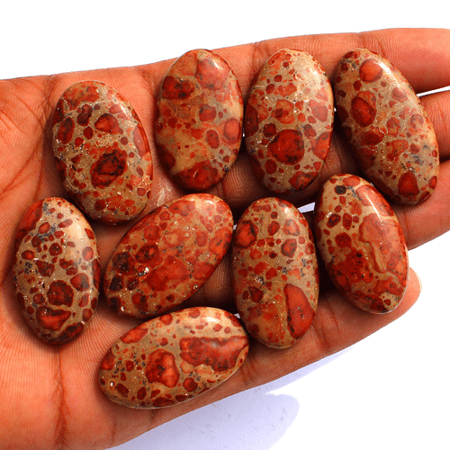 9 Pcs Natural Asteroid Jasper Top Grade 33mm-39mm Oval Cabochon Loose Gemstones - Picture 6 of 11