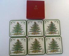 6 Spode Christmas Tree Coasters by Pimpernel Original Box
