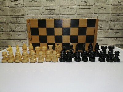 Vintage Chess and chessboard of the Soviet Union (wooden). USSR, 1983 y