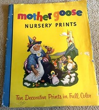 Vintage Mother Goose 10 Decorative Nursery Rhyme 14" x 11 1/2" PRINTS in Color
