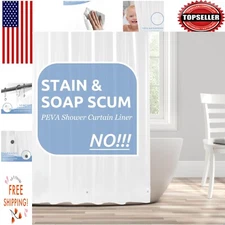 Lightweight Waterproof Shower Curtain Liners (Set of 2) - Modern White 72" x 72"