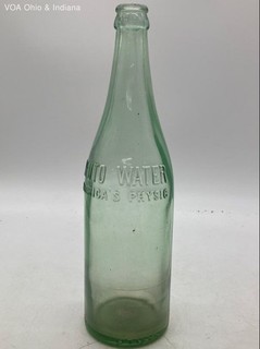 Antique Pluto Water Aqua Glass Bottle America's Physic Embossed Devil Base