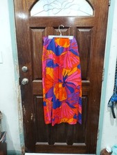 60's 70's Hippie Boho Skirt Slit Festival Flowers Colorful Bright Handmade Vntg