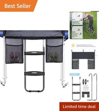 Durable 2-Step Black Trampoline Ladder with Non-Slip Steps and Storage Solutions