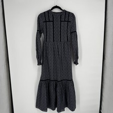 Urban Outfitters dress xsmall navy blue floral prairie cottage lia midi romantic