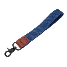 Wrist Lanyard Keychain, Braided Wristlet Strap with Black Clasp, Blue