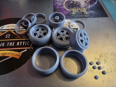 Maßstab 1:18 Rays Volk CV Pro 3D gedruckte gestaffelte Räder und Harzreifen Druckguss