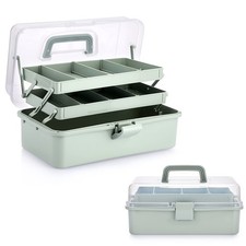 BTSKY 3-Layer Plastic Dividing Storage Box Craft Organizer Large, Haze Green