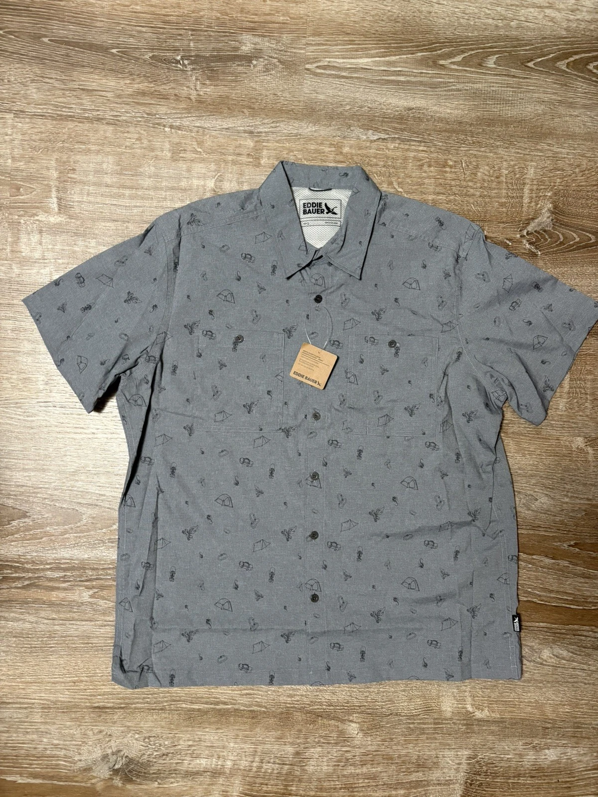 Eddie Bauer Men's Short-Sleeve Shirt L UPF 50+ Protection NWT camping hiking