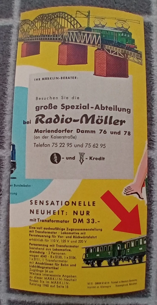 Märklin H0 Werbe-Flyer / Prospekt von 1960 / OMNN 07 60  th  / TOP / Original