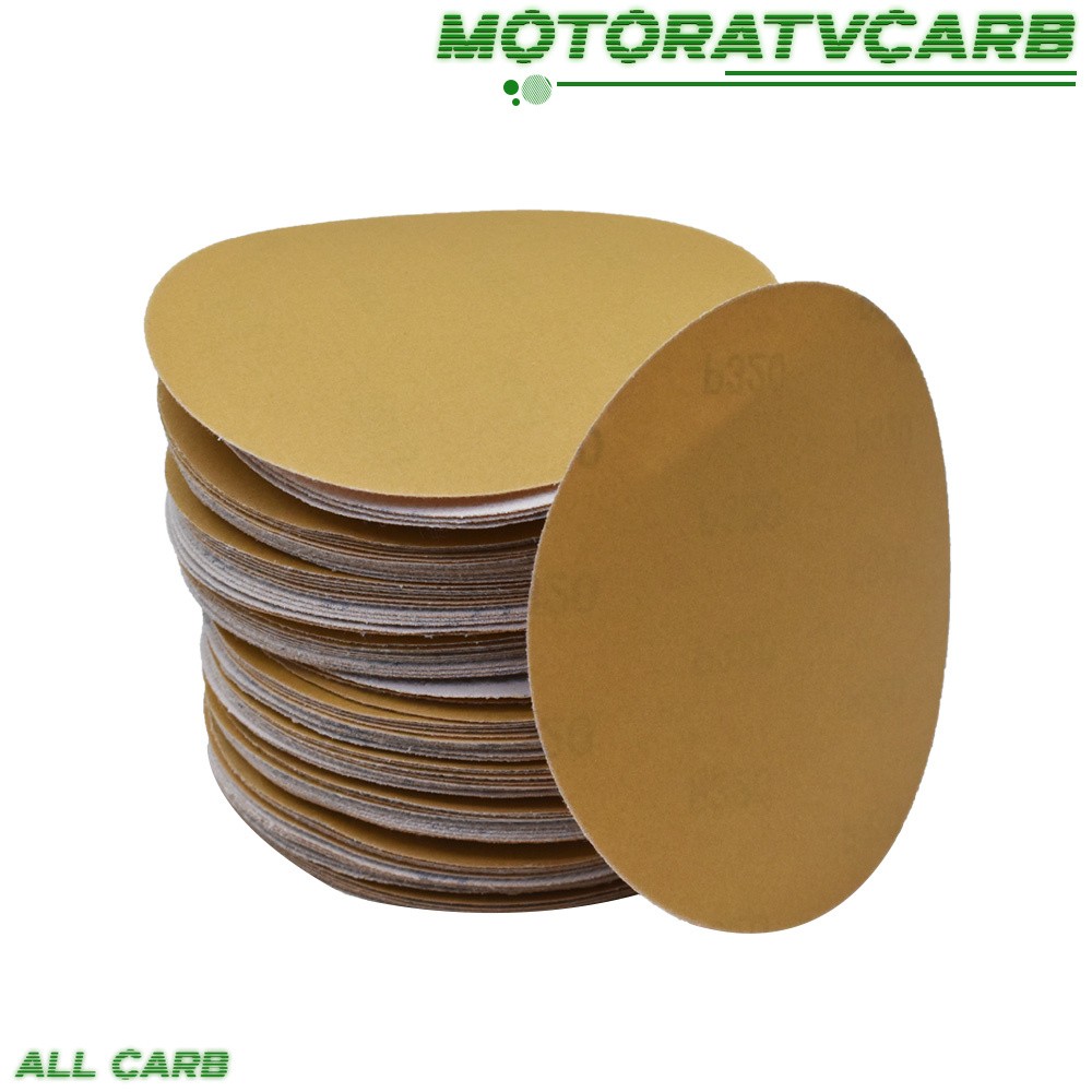 ALL-CARB 100 Pcs 6" NO-Hole 320 Grit Discs Hook Loop Pads Sanding Disc Flocking