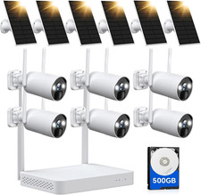 4MP Wireless Solar Security Camera System with 500GB HDD, 6 -Camera Kit
